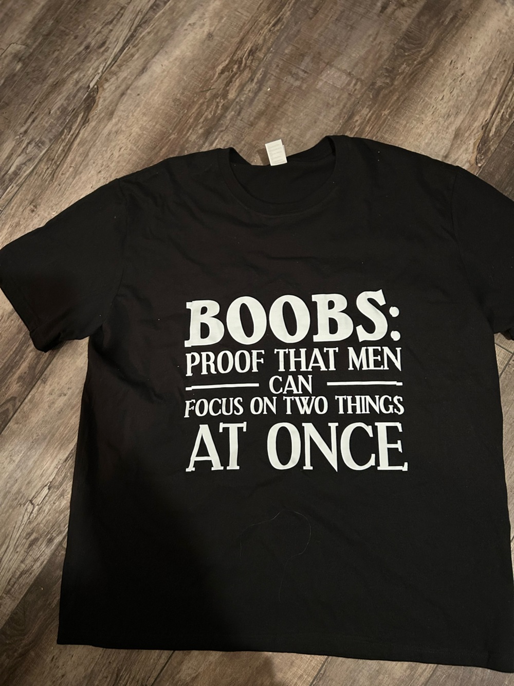 Black Boobs Graphic Tee with White Text - Men Shirt. 2X